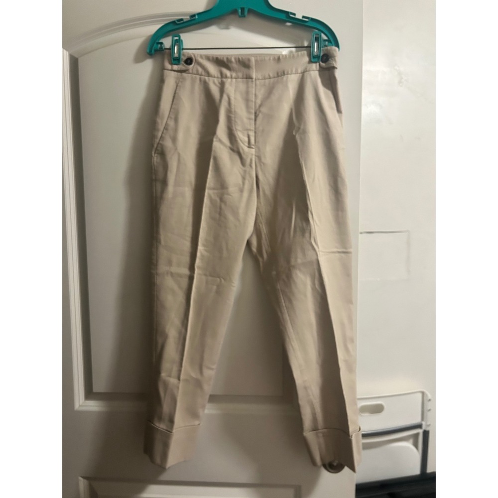 Gerard‎ Darel Paris Beige Cotton Cuffed Cropped Tailored Trousers Pants Size 38